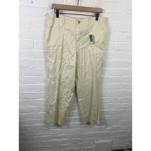 L.L. Bean Women's Tapered Leg Cropped Pant High-Rise Stretch White Size 16 NWT